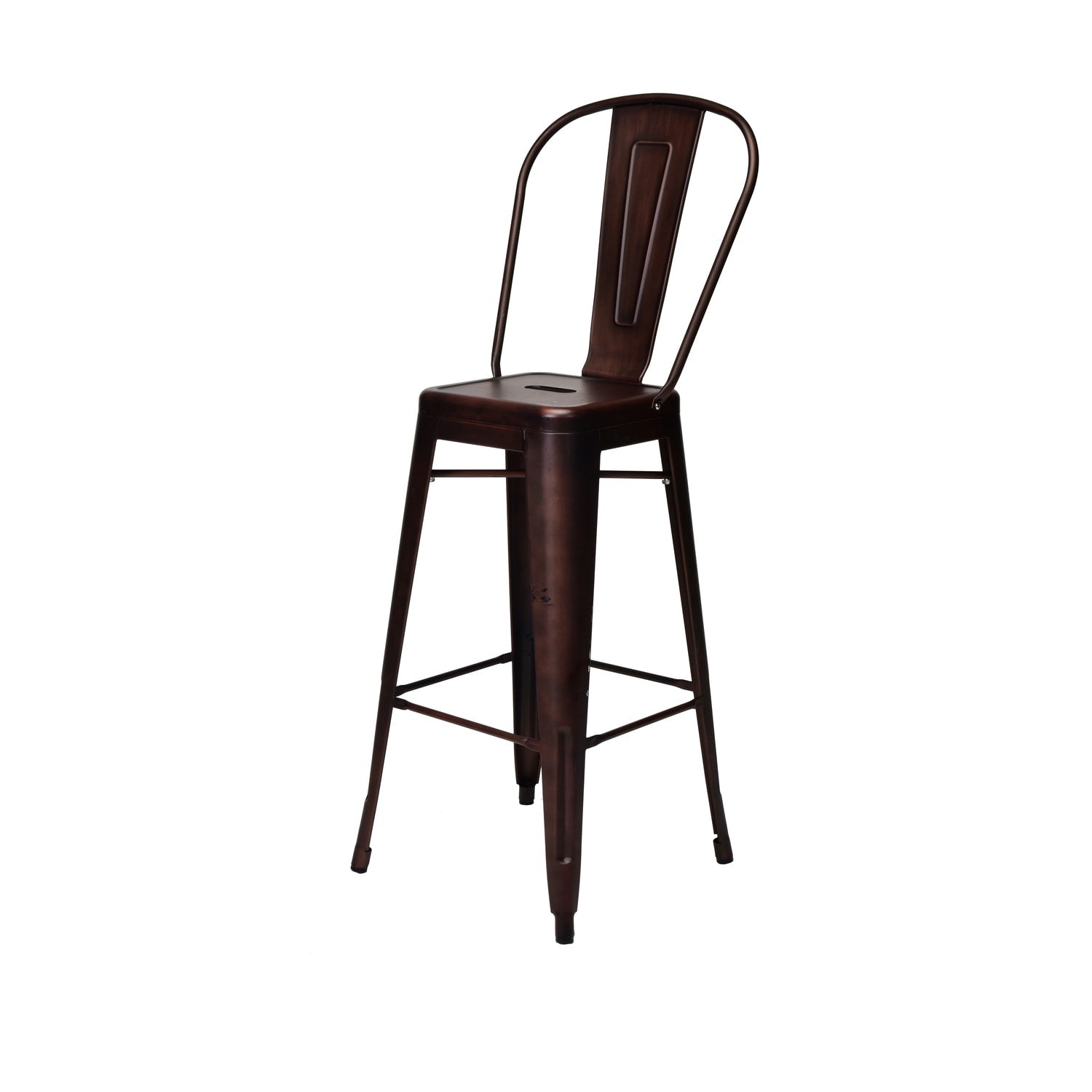 39.5 In.H Red Finish Low Back Metal Frame Barstool Wood Seat Set Of 1 41