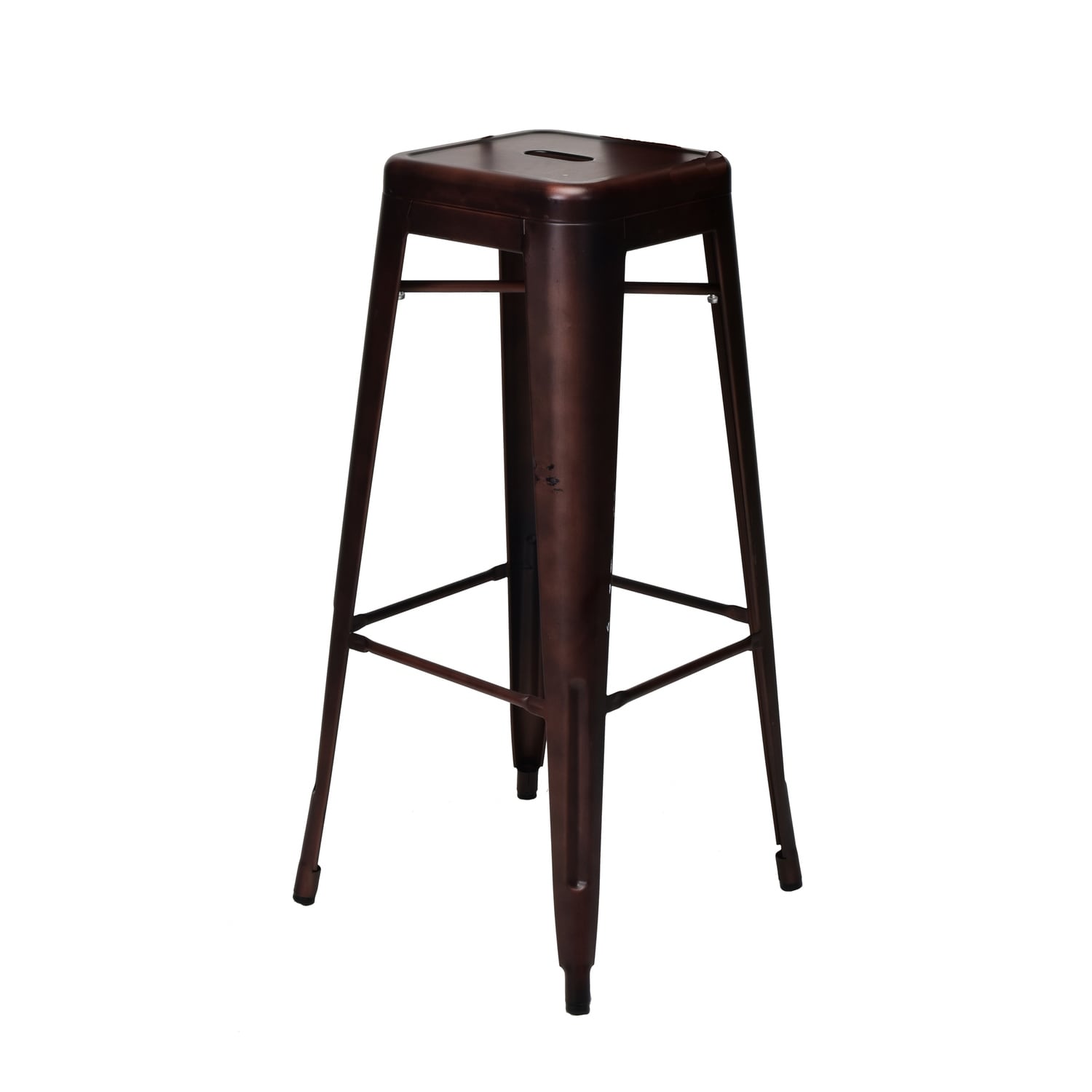 39.5 In.H Red Finish Low Back Metal Frame Barstool Wood Seat Set Of 1 41