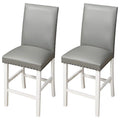 39.5 In.H White Finish Low Back Wood Frame Barstool Leather Seat Set Of 2 41