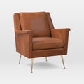 Carlo Leather Mid-Century Armchair - Metal Legs
