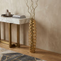 39 Gold Aluminum Pierced Geometric Cylinder Floor Vase 9.00
