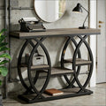 39 Industrial 4 Tier Console Table With Metal Frame And Staggered Shelves