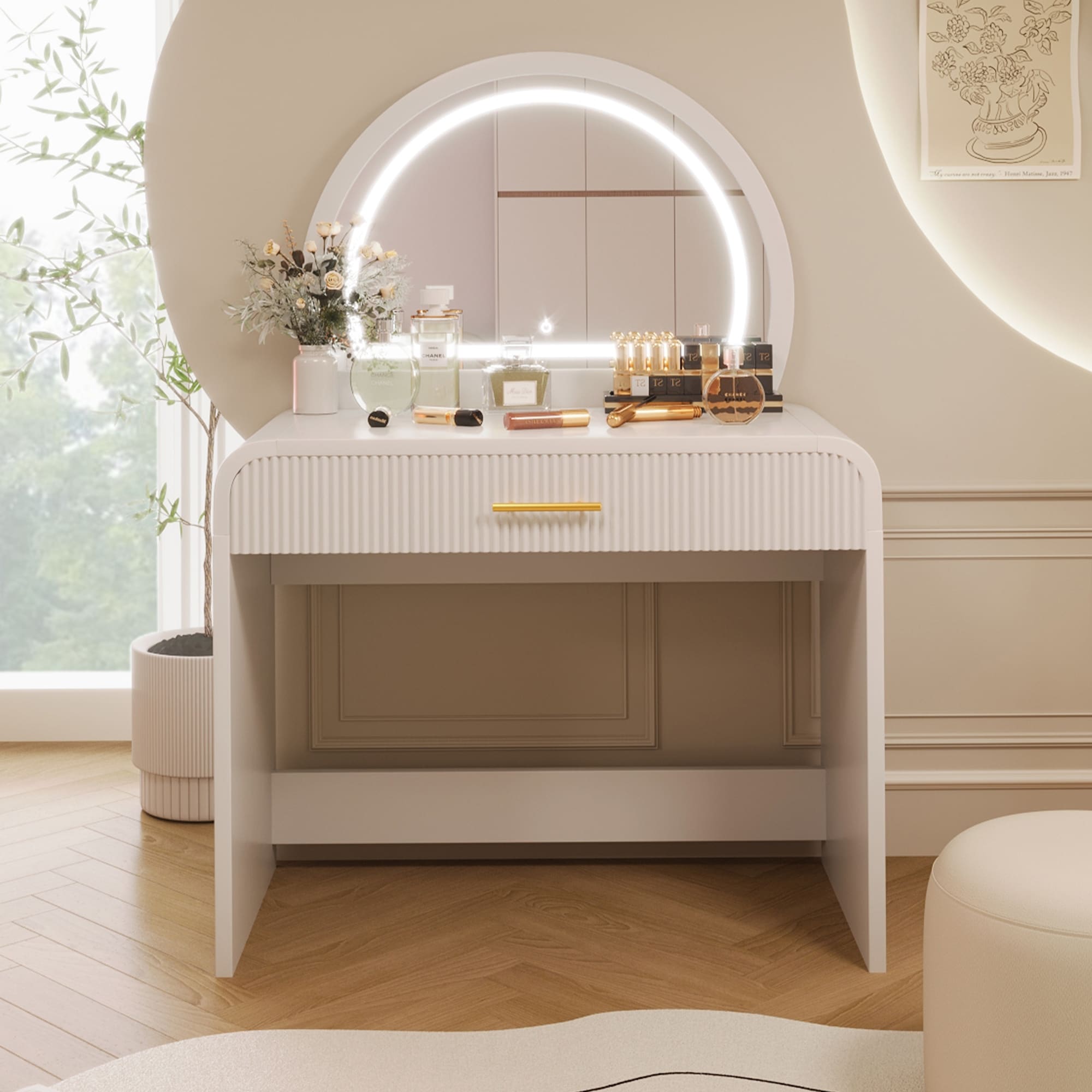 39 Makeup Vanity Table With Mirror Touch Screen Lighted Mirror Dressing Table With Drawer For Bedroom
