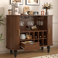 39 Modern Cabinet With Fluted Texture And Ample Storage Farmhouse Coffee Bar Cabinet With 6 Wine Racks And 3 Glass Holders