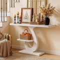 39 Modern Narrow Console Table S Shaped Metal Legs Side Table With Marble Effect Tabletop Side Storage Shelf