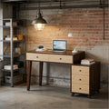 39 Retro Industrial Computer Desk With 5 Drawers Adjustable Storage Solid Wood Legs