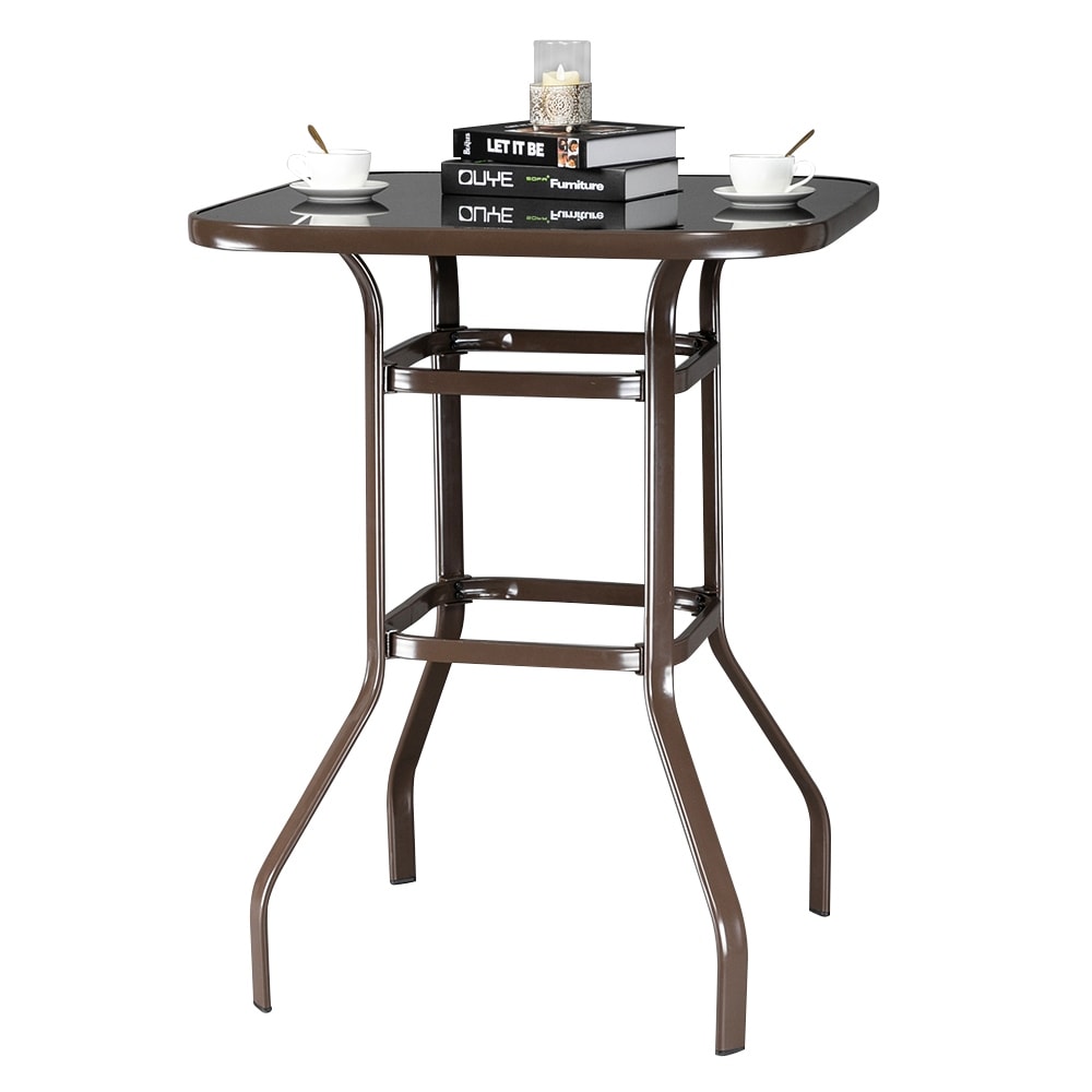 39 Wrought Iron Glass High Bar Table Patio Bar Table