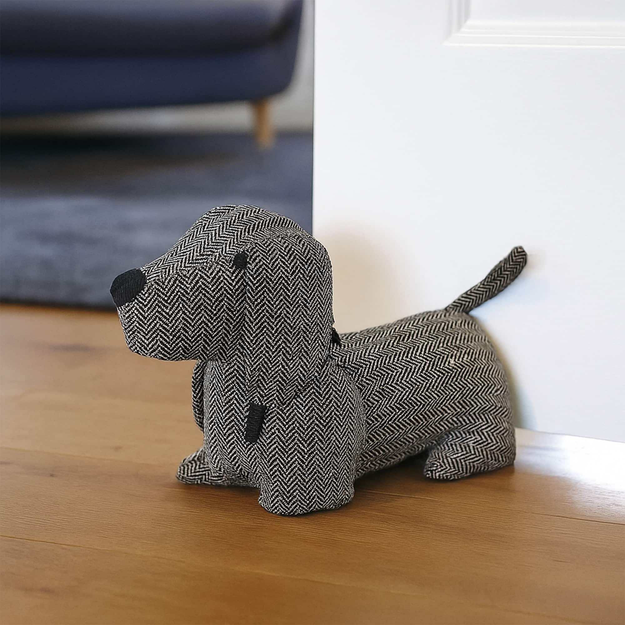 Checker Dog Fabric Bag Door Stop Weighted Floor 2.2 Lbs 10.8 L X 4.6 W X 7 H