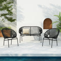 Christopher Knight Home Bravona 3 Piece Outdoor Conversation Set With Pe Rattan Weave And Iron Frame