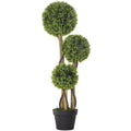 3Ft Potted Fake Plant Artificial Boxwood Topiary Tree Triple Ball Tree For Indoor And Outdoor Green