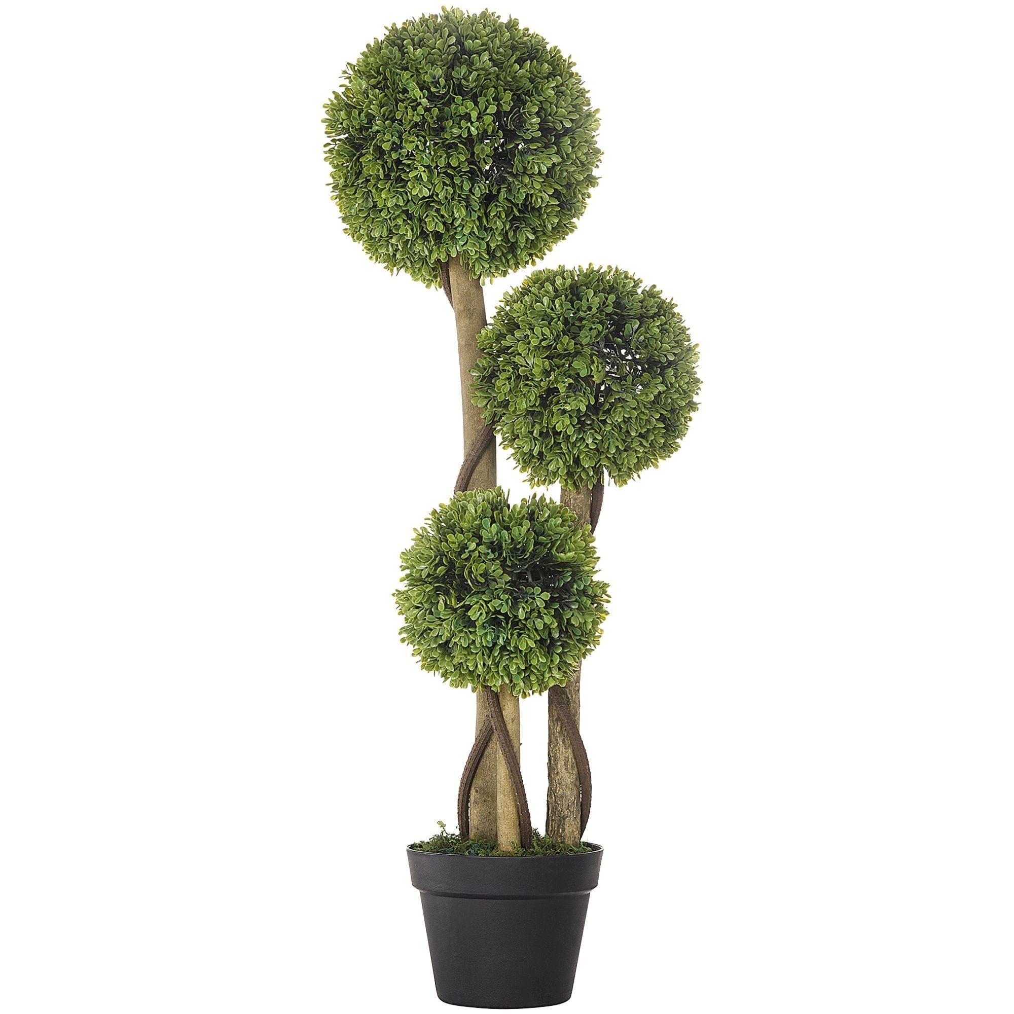 3Ft Potted Fake Plant Artificial Boxwood Topiary Tree Triple Ball Tree For Indoor And Outdoor Green