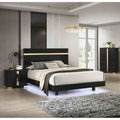 3Pc Black Contemporary Led Platform Bedroom Furniture Set