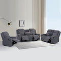 3Pc Soft Microfiber Manual Reclining Sofa Set Sofa W Dropdown Table Loveseat With Bluetooth Speaker And Type C Charger