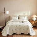 3Pcs Lightweight Cotton Quilt European Cottage Floral Bedspread Set