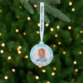 3 Blue And Silver Plated Babys First Christmas Framed Ornament With Crystals