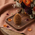 3 Brown Unscented Dimensional Pinecone Candle