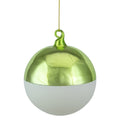 3 Lime Green And White Striped Christmas Glass Ornament