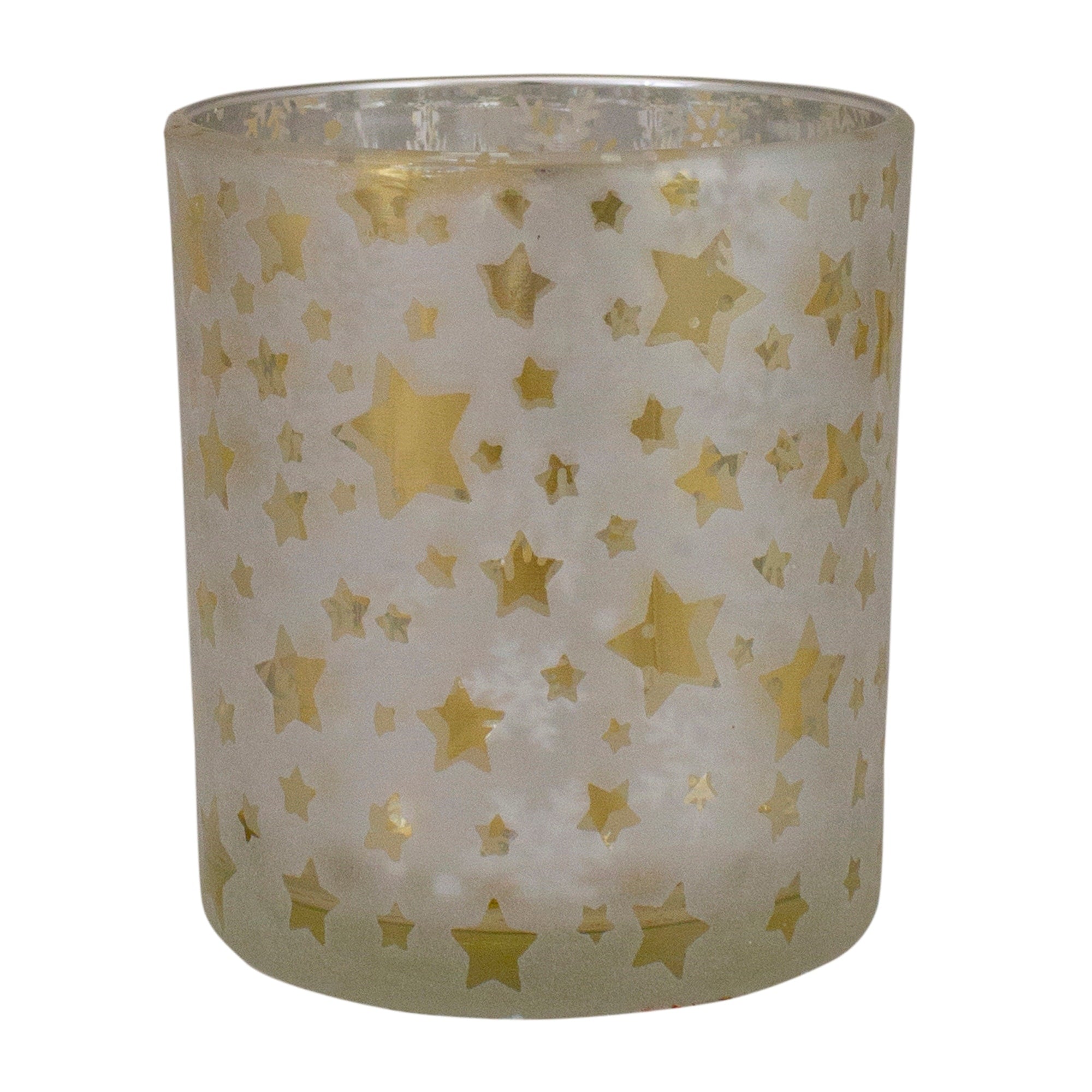3 Matte Silver And Gold Stars And Snowflakes Flameless Glass Candle Holder