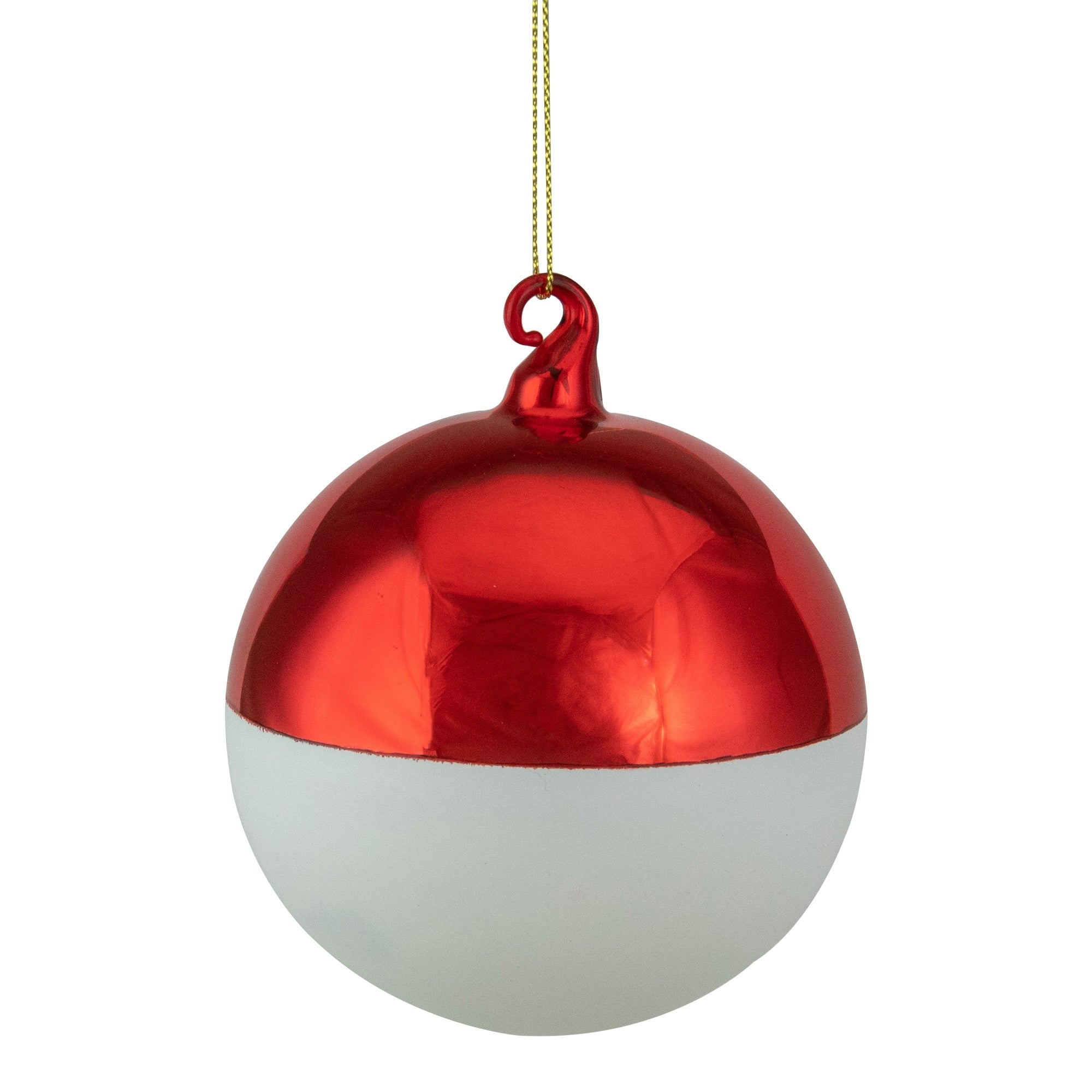 3 Red And White Striped Christmas Glass Ornament