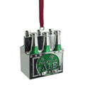 3 Regal Silver Plated Green 6 Pack Of Christmas Ale Ornament With European Crystals