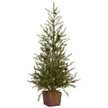3 Alpine Natural Look Christmas Tree In Planter With Pine Cones Green