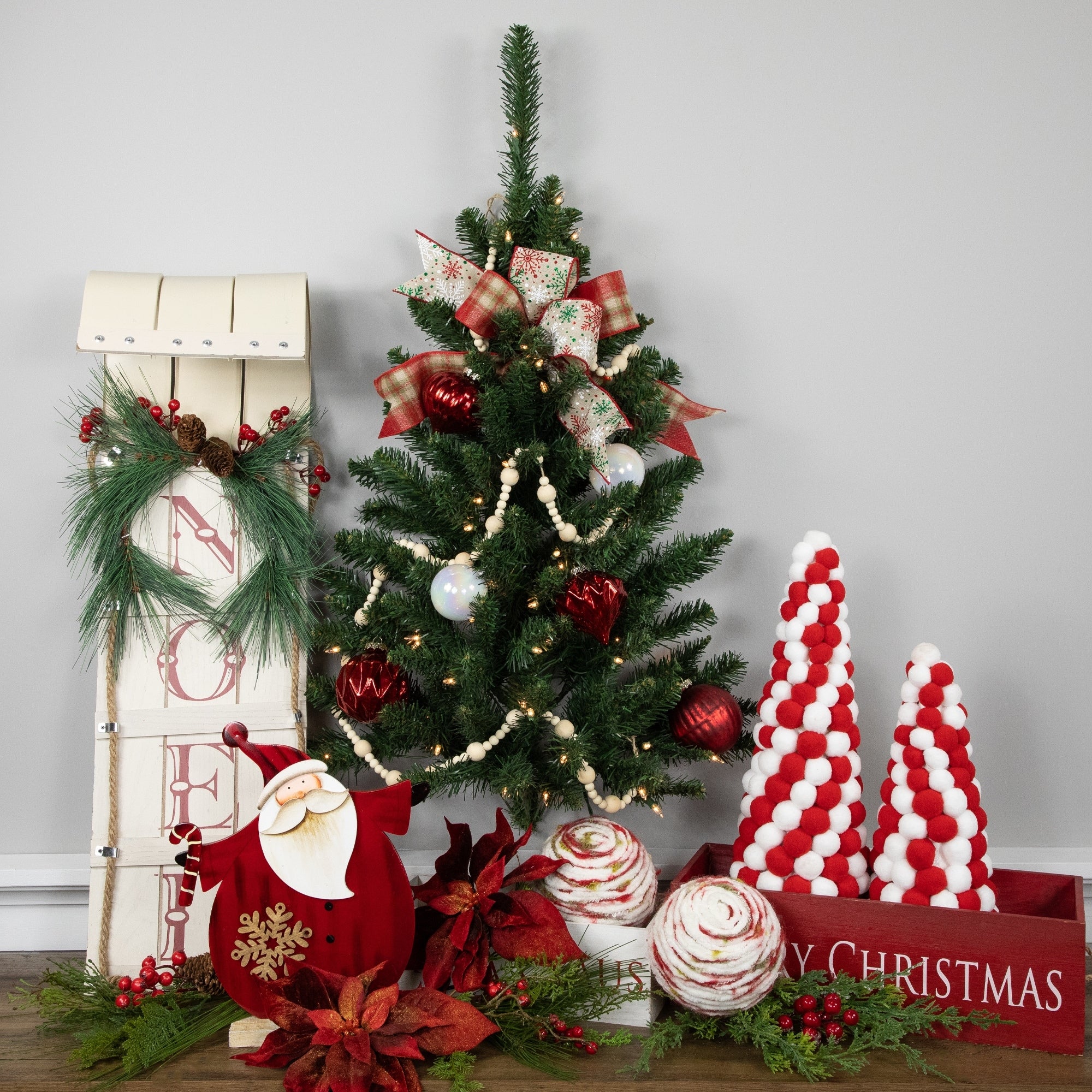 3 Pre Lit Buffalo Fir Artificial Christmas Wall Or Door Tree Clear Dura Lights