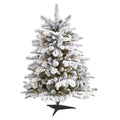 3 Flocked North Carolina Fir Christmas Tree With 150 Lights Green