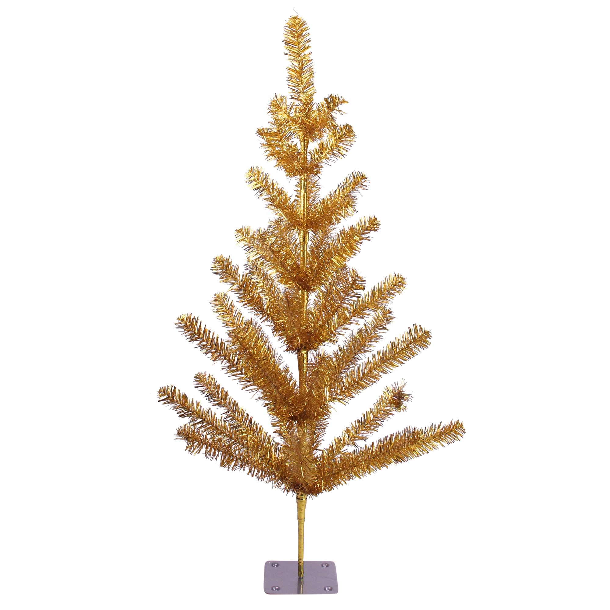 3 Gold Tinsel Pine Artificial Christmas Twig Tree Unlit