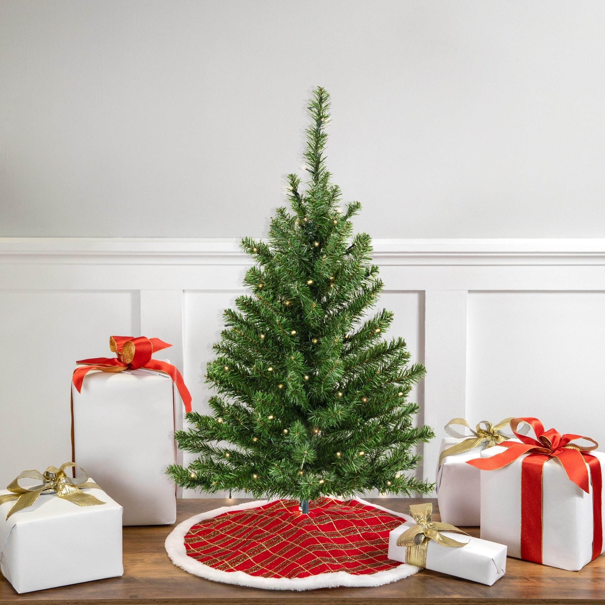 3 B O Pre Lit Led Canadian Pine Artificial Christmas Tree Clear Lights