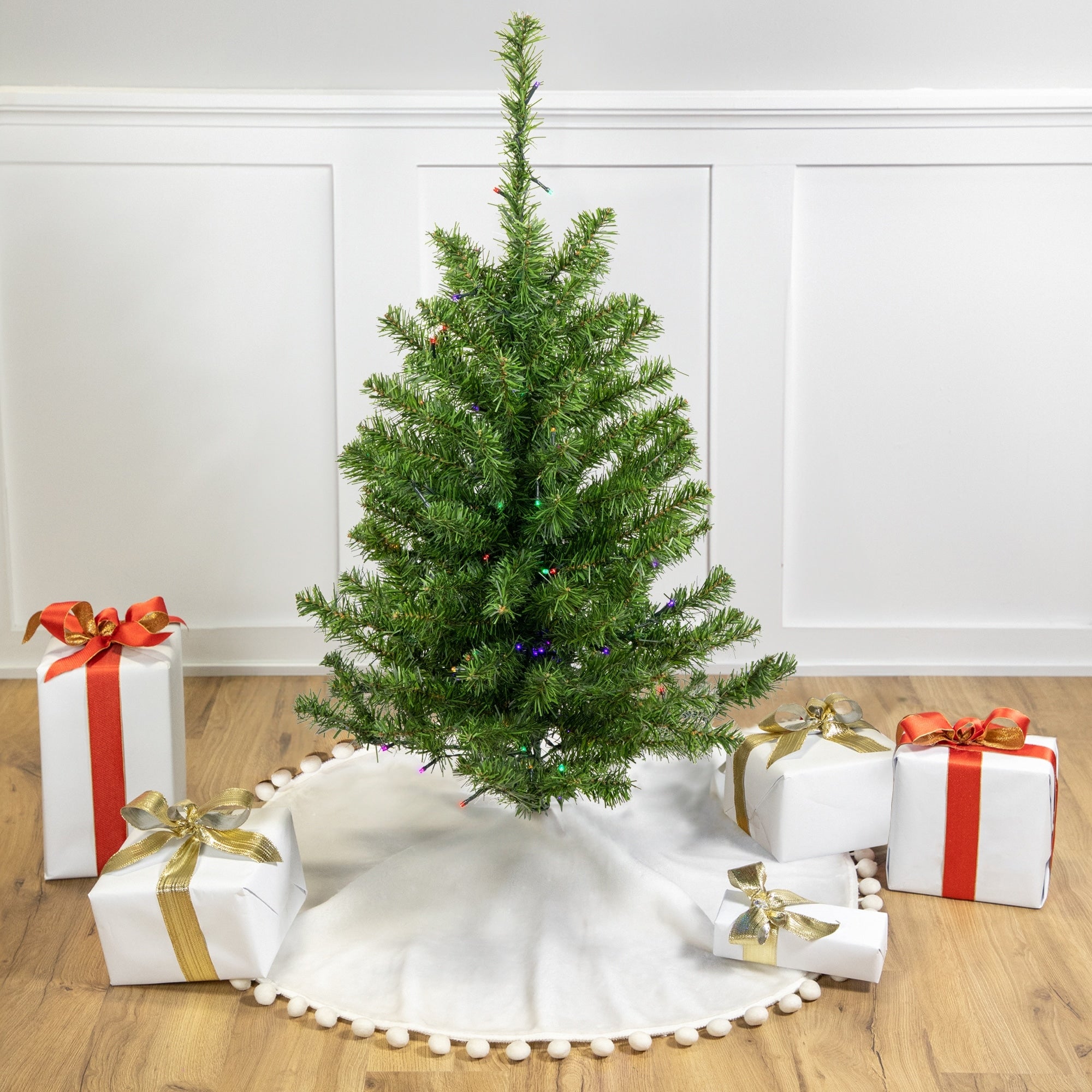 3 B O Pre Lit Led Canadian Pine Artificial Christmas Tree Multi Lights