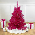 3 Metallic Pink Tinsel Artificial Christmas Tree Unlit 3 Foot