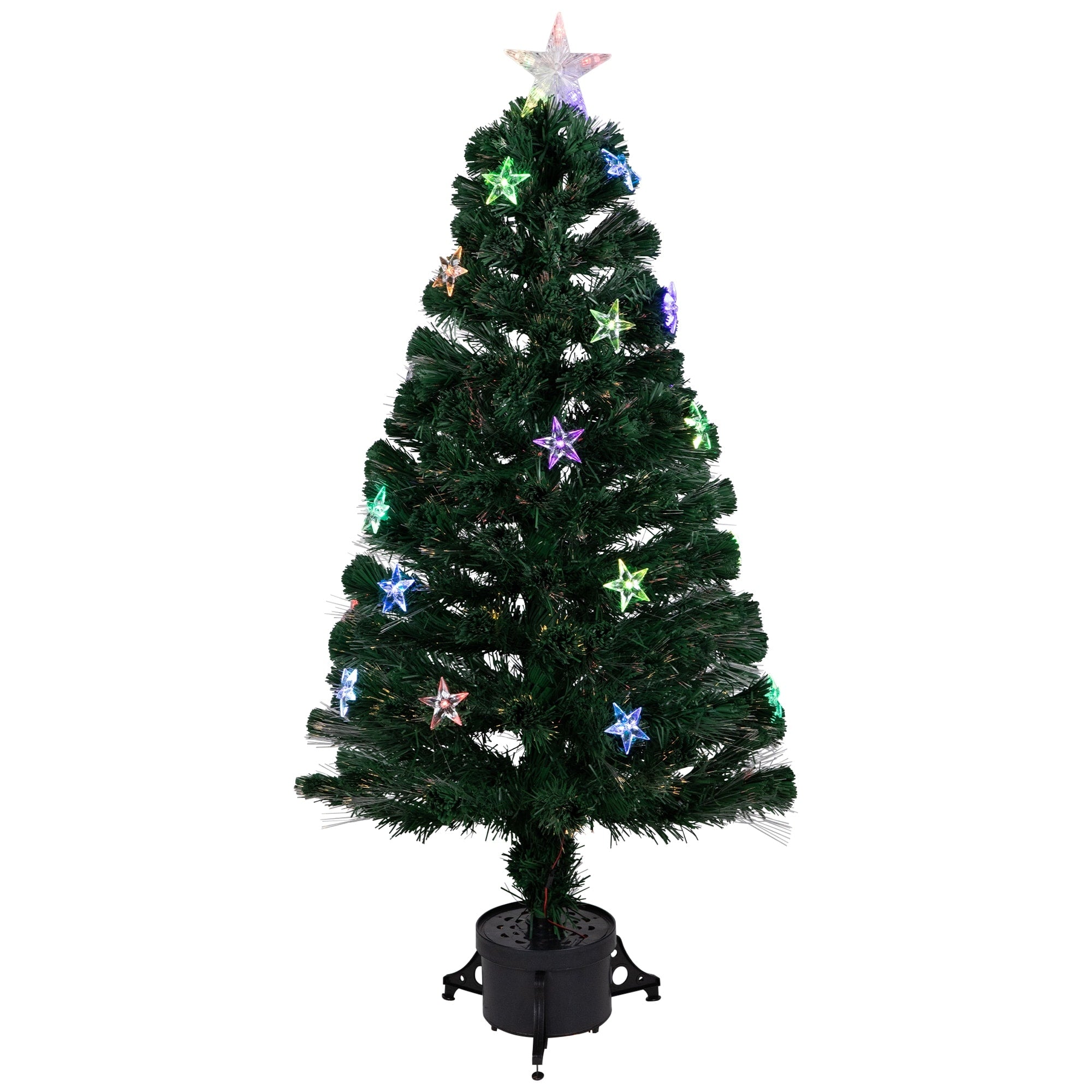 3 Pre Lit Fiber Optic Artificial Christmas Tree With Stars