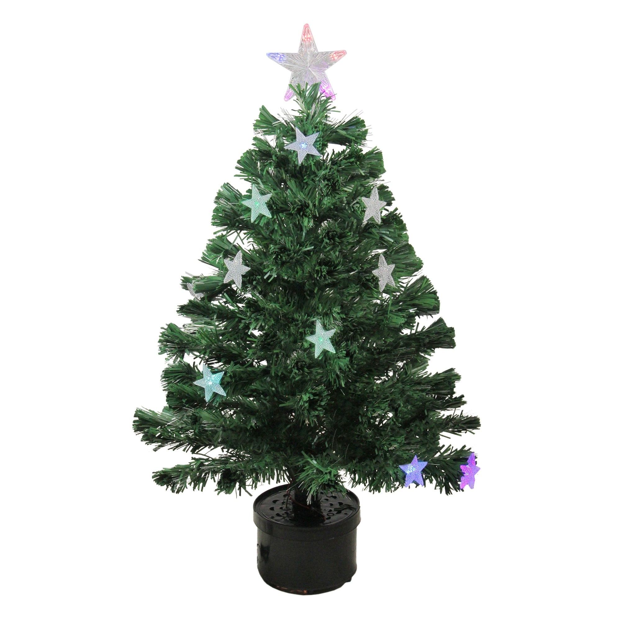 3 Pre Lit Led Color Changing Fiber Optic Christmas Tree With Stars