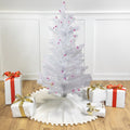 3 Pre Lit White Iridescent Pine Artificial Christmas Tree Pink Purple Lights