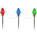 Set Of 3 Lighted Led Jumbo C9 Bulb Christmas Pathway Marker Lawn Stakes Multi Color N A