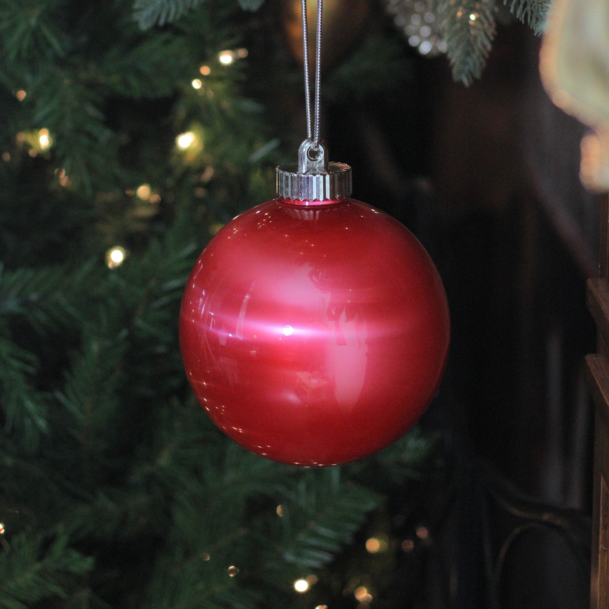 Set Of 3 Led Lighted Red Battery Operated Shatterproof Christmas Ball Ornament Lights