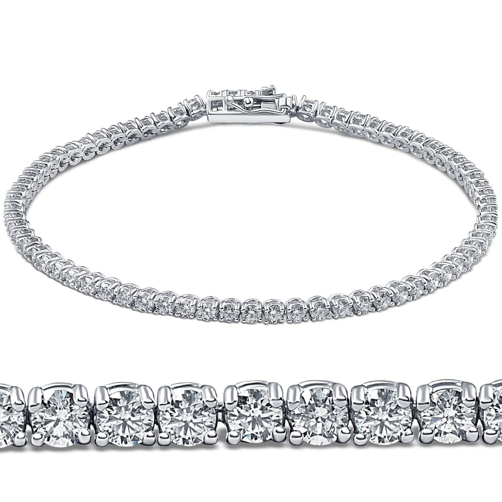 3Ct Round Genuine Diamond Tennis Bracelet 14K White Gold Womens 7 Brand New