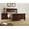 3Pc Bed 2X Nightstand Set Traditional Style Bun Feet Dark Cherry Finish Bedroom Furniture