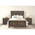 3Pc Bed And Nightstands W Charging Ports Walnut Finish Bedroom Set