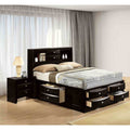 3Pc Black Finish Solid Wood Captain Bedroom Furniture Set
