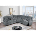 3Pc Manual Sectional Set Dark Gray Finish Pillow Arms Cup Holders Storage
