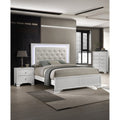 3Pc Modern Led Backlit Light Upholstered Tufted Headboard Panel Bed Chest Nightstand Set Crisp White Finish Furniture
