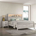 3Pc Off White Finish Bed And 2X Nightstands W Melamine Top Bedroom Set