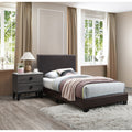 3Pc Set Bed 2X Nightstand Tapered Legs Transitional Brown Finish