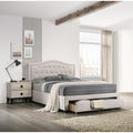 3Pc Set Bed 2X Nightstand Underbed Drawer Diamond Knobs Light Brown