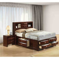 3Pc Transitional Solid Wood Drawers Bed 2X Nightstands Bedroom Set Cherry Finish