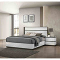 3Pc White Finish Platform Bed 2X Nightstands W Usb Port Bedroom Set