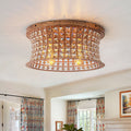 4 Light Glam Distressed Copper Crystal Flush Mount Ceiling Light 15.75