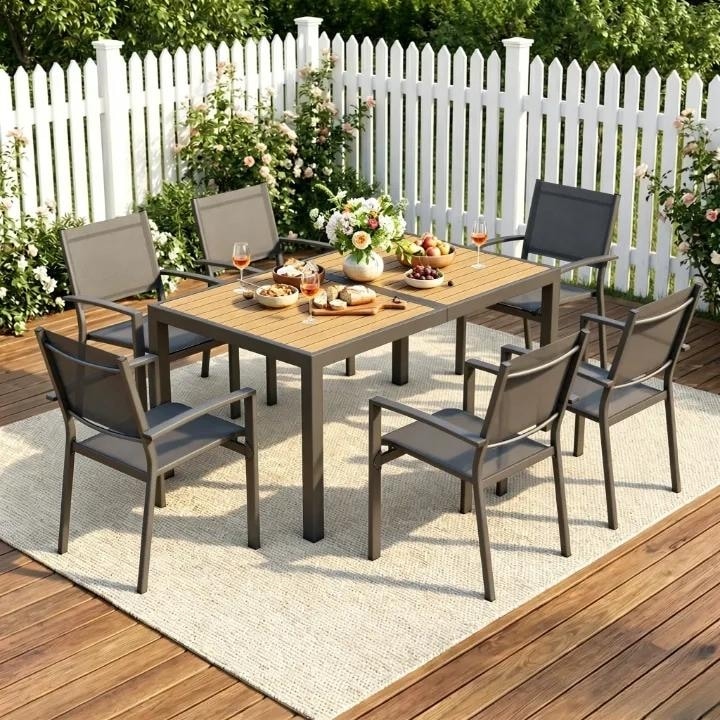 4 6 Person Patio Dining Set With Rectangular Table