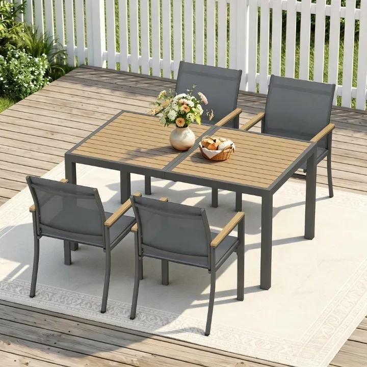 4 6 Person Patio Dining Set With Rectangular Table
